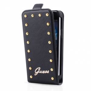 Купить кожаный чехол Guess для Samsung Galaxy S5 Mini Studded Flip Black с флипом блокнот (черный) GUFLS5MSAB онлайн online интернет-магазин