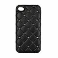 Кожаный чехол накладка со стразами iCover для iPhone 4/4S Leather Swarovski Black (IP4-LE-SW/BK), черный