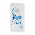 Чехол накладка iCover для iPhone 4/4S Hand Printing Vintage Rose White/Blue (IP4-HP/W-VR/BL) голубые цветы со стебельком на белом фоне