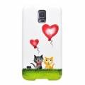 Чехол накладка iCover для Samsung Galaxy S5 Cats Hand Printing 03 (GS5-HP/W-C03) два котенка с шариками и сердечками