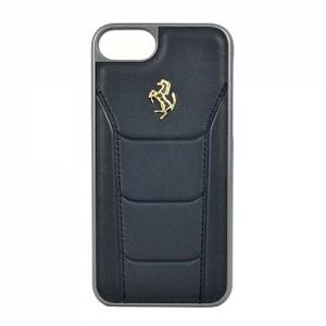 Купить кожаный чехол накладку Ferrari для iPhone 7 / 8 488 (Gold) Hard Leather Black, FESEGHCP7BK