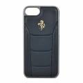 Кожаный чехол накладка Ferrari для iPhone 7 / 8 488 (Gold) Hard Leather Black, FESEGHCP7BK