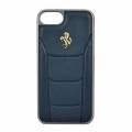 Кожаный чехол накладка Ferrari для iPhone 7 / 8 488 (Gold) Hard Leather Blue, FESEGHCP7BL