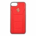 Кожаный чехол накладка Ferrari для iPhone 7 / 8 488 (Gold) Hard Leather Red, FESEGHCP7RE