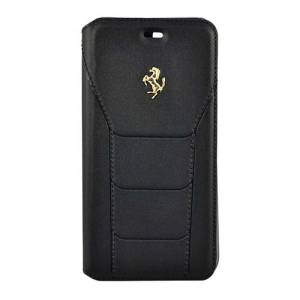 Купить кожаный чехол книжка Ferrari для iPhone 7 Plus / 7+ 488 (Gold) Booktype Leather Black, FESEGFLBKP7LBK