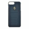 Кожаный чехол накладка Ferrari для iPhone 7 Plus / 7+ / 8 Plus / 8+ 488 (Gold) Hard Leather Blue, FESEGHCP7LBL