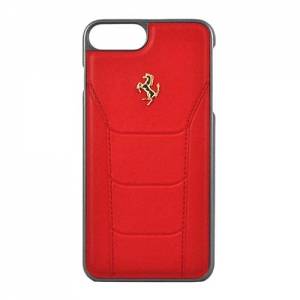 Купить кожаный чехол накладку Ferrari для iPhone 7 Plus / 7+ / 8 Plus / 8+ 488 (Gold) Hard Leather Red, FESEGHCP7LRE
