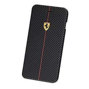 Купить универсальный карбоновый чехол книжку для смартфонов с диагональю 4,0'' - 4,5'' Ferrari Universal booktype Racing carbon Black M (FEST2BKMBK)