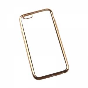 Купить прозрачный гелевый чехол для iPhone 6/6S с золотой рамкой