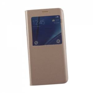 Купить чехол книжку для Samsung Galaxy S6 Edge Plus S View Cover с окошком (золотой)