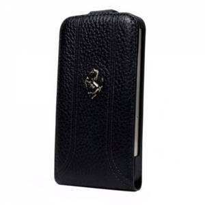 Купить кожаный чехол с флипом для iPhone SE / 5S / 5 Ferrari Flip FF-Collection, black (FEFFFLP5BL)