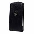 Кожаный чехол с флипом для iPhone SE / 5S / 5 Ferrari Flip FF-Collection, black (FEFFFLP5BL)