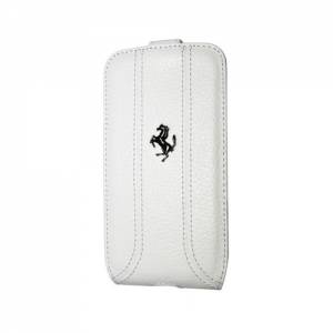 Купить кожаный чехол с флипом для Samsung Galaxy S4 Ferrari FF-Collection Flip White (FEFFFLS4FW)