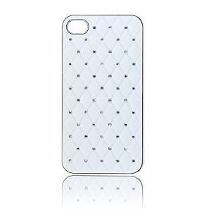 Купить чехол накладка Rhombus для iPhone 4 / 4S со стразами на объемных ромбах (белая) в интернет магазине