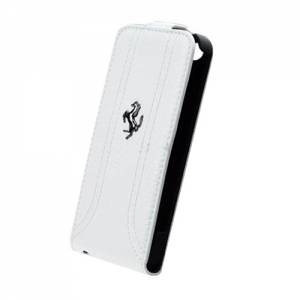 Купить кожаный чехол с флипом для iPhone 5C Ferrari FF-Collection Flip White (FEFFFLPMWH)