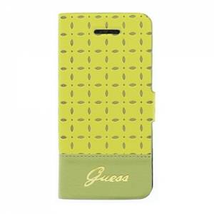 Купить кожаный чехол книжку для iPhone 5C Guess GIANINA Booktype Yellow (GUFLBKPMPEY)