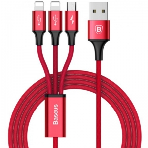 Купить USB кабель 3 в 1 универсальный (8 Pin & Type C & Micro USB) 1,2 метра 2A