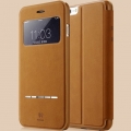 Кожаный чехол книжка для iPhone 6 / 6S Baseus Terse Leather Case с окошком и слайдером (Brown)