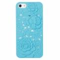 Чехол накладка Blossom с розами для iPhone 5 / 5S голубой 