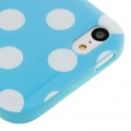 Чехол накладка Dot TPU Case для iPhone 5C (голубой с белым)