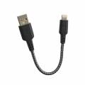 Короткий USB кабель EnergEA Nylotough для iPhone/iPad 8 pin Lightning MFI, Black 16 см. (CBL-NT-BLK016)