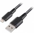 USB кабель EnergEA Nylotough для iPhone/iPad 8 pin Lightning MFI, Black 1.5 метра (CBL-NT-BLK150)