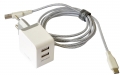 Сетевой адаптер EnergEA Ampcharge, 2 USB + кабель Type-C, White 3.4A (DU34-NTK-CEU)