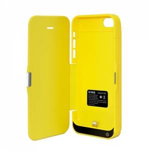 Купить чехол-аккумулятор с флипом EXEQ для iPhone 5/5S/5C, 2300 мАч, жёлтый (iF03)