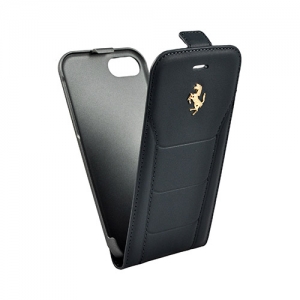 Купить кожаный чехол с флипом для iPhone 7 / 8 Ferrari 488 (Gold) Flip Leather, Black (FESEGFLP7BK)