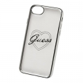 Гелевый чехол накладка Guess для iPhone 7 / 8 Signature heart Hard TPU Silver, GUHCP7TRHS