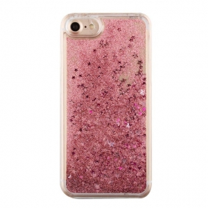 Купить чехол накладку для iPhone 6/6S с переливающимися сердечками (розовый)