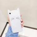 3D чехол с ушками для iPhone 7 / 8 "Котенок с усами" (Glitter White)