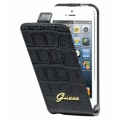 Чехол блокнот с флипом Guess Crocodile Flip Case для iPhone 5 / 5S под кожу крокодила (черный) GUFLP5CMB