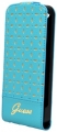 Кожаный чехол с флипом Guess для iPhone 5C GIANINA Flip Turqoise (GUFLPMPET)