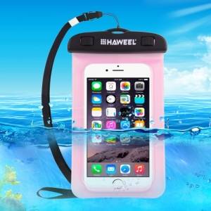 Купить универсальный водозащитный чехол HAWEEL для iPhone X / 8 / 8 Plus / 8+ / 7 / 6S / 6S Plus / SE / 5S / 5 / Samsung Galaxy, Huawei, Xiaomi, LG, HTC и др. с ремешком на руку (розовый)