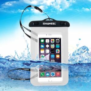 Купить универсальный водозащитный чехол HAWEEL для iPhone X / 7 / 8 / 8 Plus / 8+ / 6S / 6S Plus / SE / 5S / 5 / Samsung Galaxy с защитой IPX8 с держателем на руку (прозрачный)