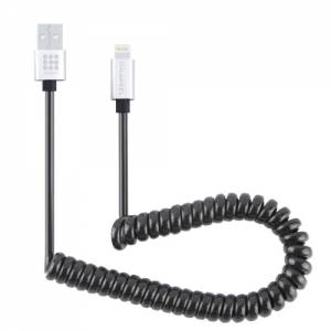 Купить витой USB кабель Haweel 8 pin длина пружины 30-100 см для iPhone / iPad (Silver)