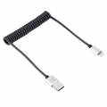 Витой USB кабель Haweel 8 pin длина пружины 30-100 см для iPhone / iPad (Silver)