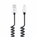 Витой USB кабель Haweel 8 pin длина пружины 30-100 см для iPhone / iPad (Silver)