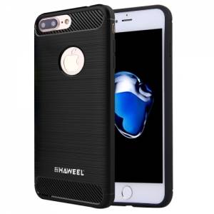 Купить гелевый чехол HAWEEL для iPhone 7 Plus / 7+ / 8 Plus / 8+ с карбоновыми вставками и усиленным корпусом (Black)