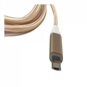 Купить универсальный USB кабель с одним разъемом 8 pin+ Micro USB в нейлоновой оплетке усиленный (Gold)