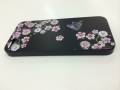 Чехол накладка iPsky со стразами для iPhone 5 / 5S цветы с бабочкой на черном фоне 3D эффект 
