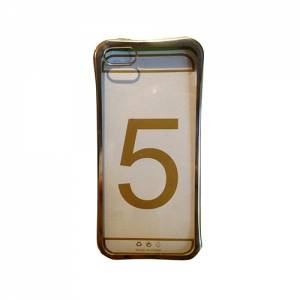 Купить гелевый чехол накладку для iPhone 5 / 5S / SE прозрачный с рамкой Silver