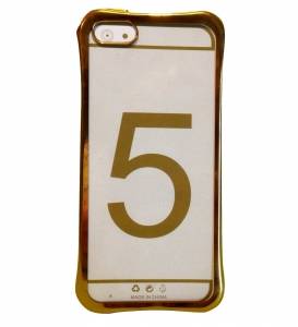 Купить гелевый чехол накладку для iPhone 5 / 5S / SE прозрачный с рамкой Gold