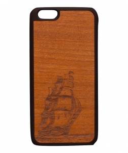 Купить деревянный чехол WScase для iPhone 5 / 5S / SE (темное дерево), с кораблем недорого