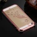 Гелевый чехол со стразами для iPhone 5 / 5S / SE с 3D павлином Peacock (Pink Gold)