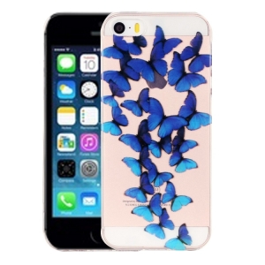Купить чехол накладку Soft Touch для iPhone SE/5S/5 с цветами на белом фоне (светятся в темноте) вид 1