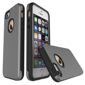 Купить Противоударный защитный чехол для iPhone SE / 5 / 5S Simple Brushed PC+TPU (Grey) в магазине