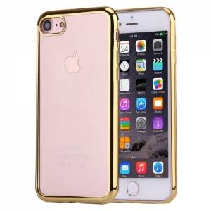 Купить прозрачный гелевый чехол для iPhone 7 / 8 с рамкой (Gold)