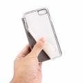 Кожаный чехол книжка для iPhone 7 / 8 с окошком Call ID и слайдером для ответа (белый)